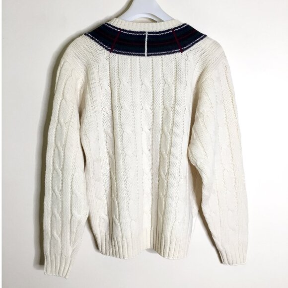 Vintage Preswick and Moore 100% Pure Virgin Wool Thick Cable Knit Tennis Sweater - Picture 5 of 7